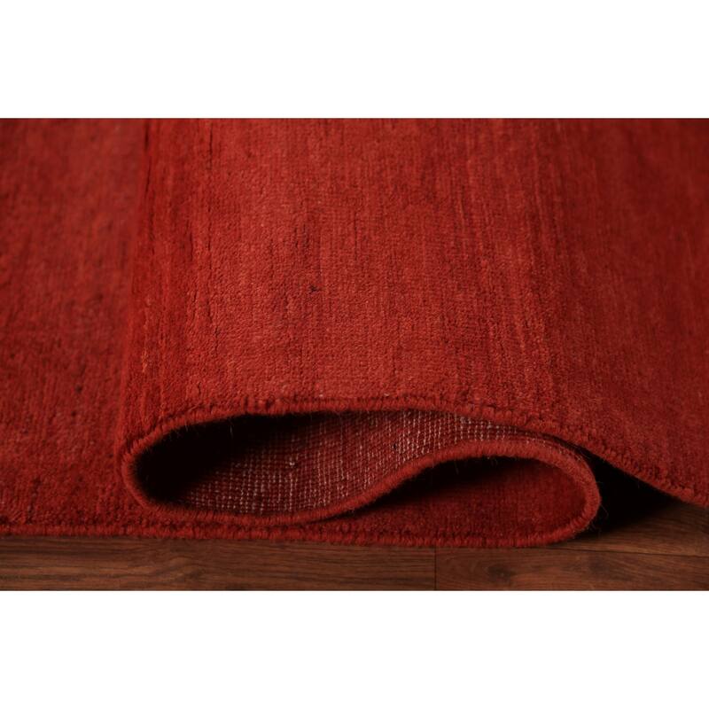Red Modern Gabbeh Oriental Area Rug Hand-Knotted Wool Carpet - 6'8" x 9'2"