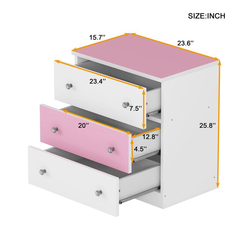 3-Drawer Wooden Nightstand