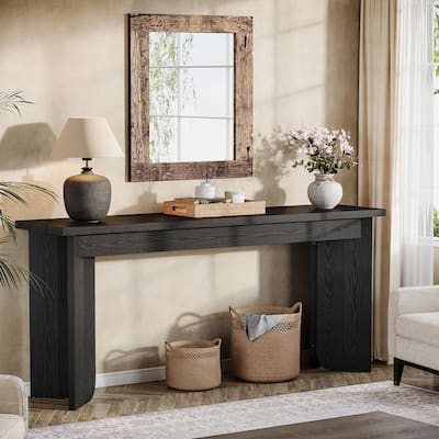 70.9'' Wood Farmhouse Sofa Console Table with Pedestal for Entryway