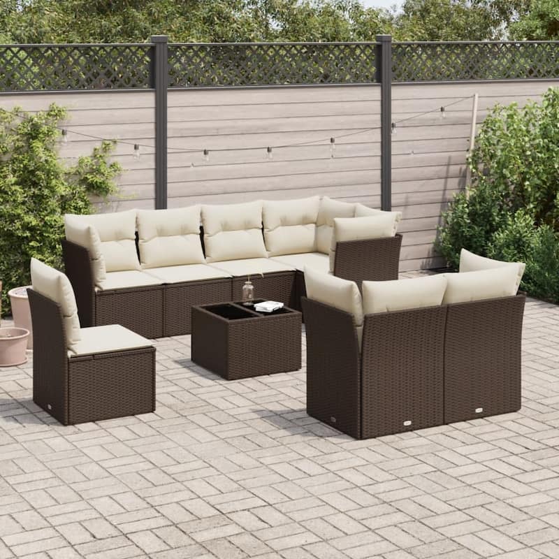 vidaXL Garden Sofa Set Brown - 24.4 x 24.4 x 27.2