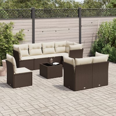vidaXL Garden Sofa Set Brown - 24.4 x 24.4 x 27.2