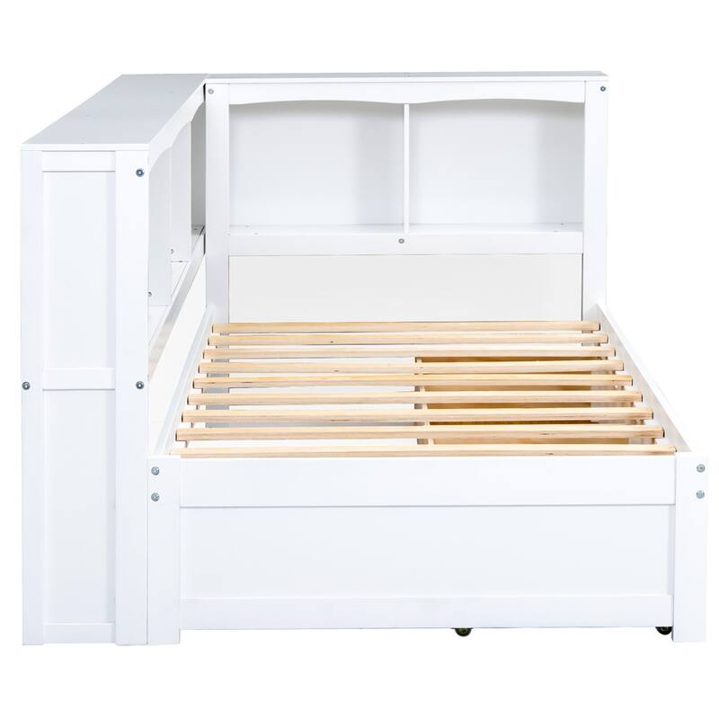 Twin Size Daybed w/Two Storage Drawers,Storage Cabinets and USB Ports