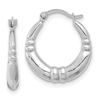 Curata 10k Yellow or White Gold Polished Puffed Station Hoop Earrings 18.08x2.68mm
