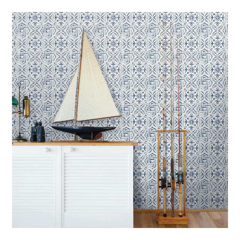 Chesapeake Sonoma Blue Beach Tile Wallpaper - 20.5 x 396 x 0.025