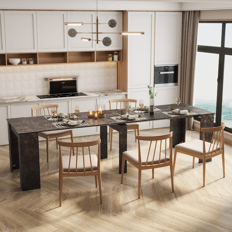 2 in 1 Multifunctional Extendable Console Table Dining Table for 4-8 People with 5 Different Size