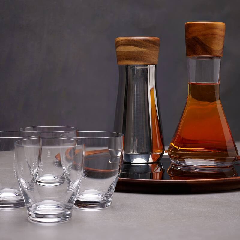 Nambe Vie Wine Decanter with Acacia Stopper - 10-Inch