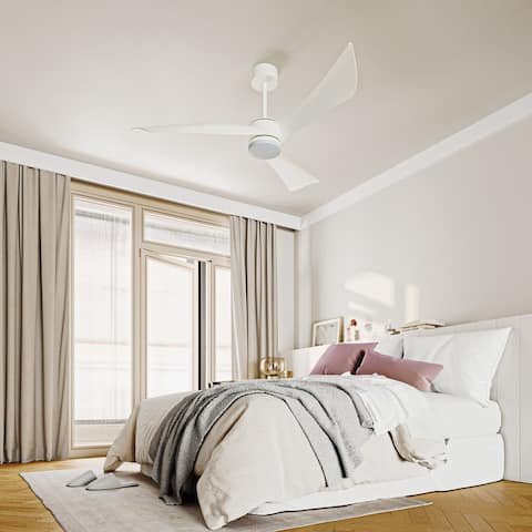 UKISHIRO 52 Inch Modern Ceiling Fans with Integrated LED Light, Remote Control, DC Motor, 3 ABS Blades, Dimmable & Reversible