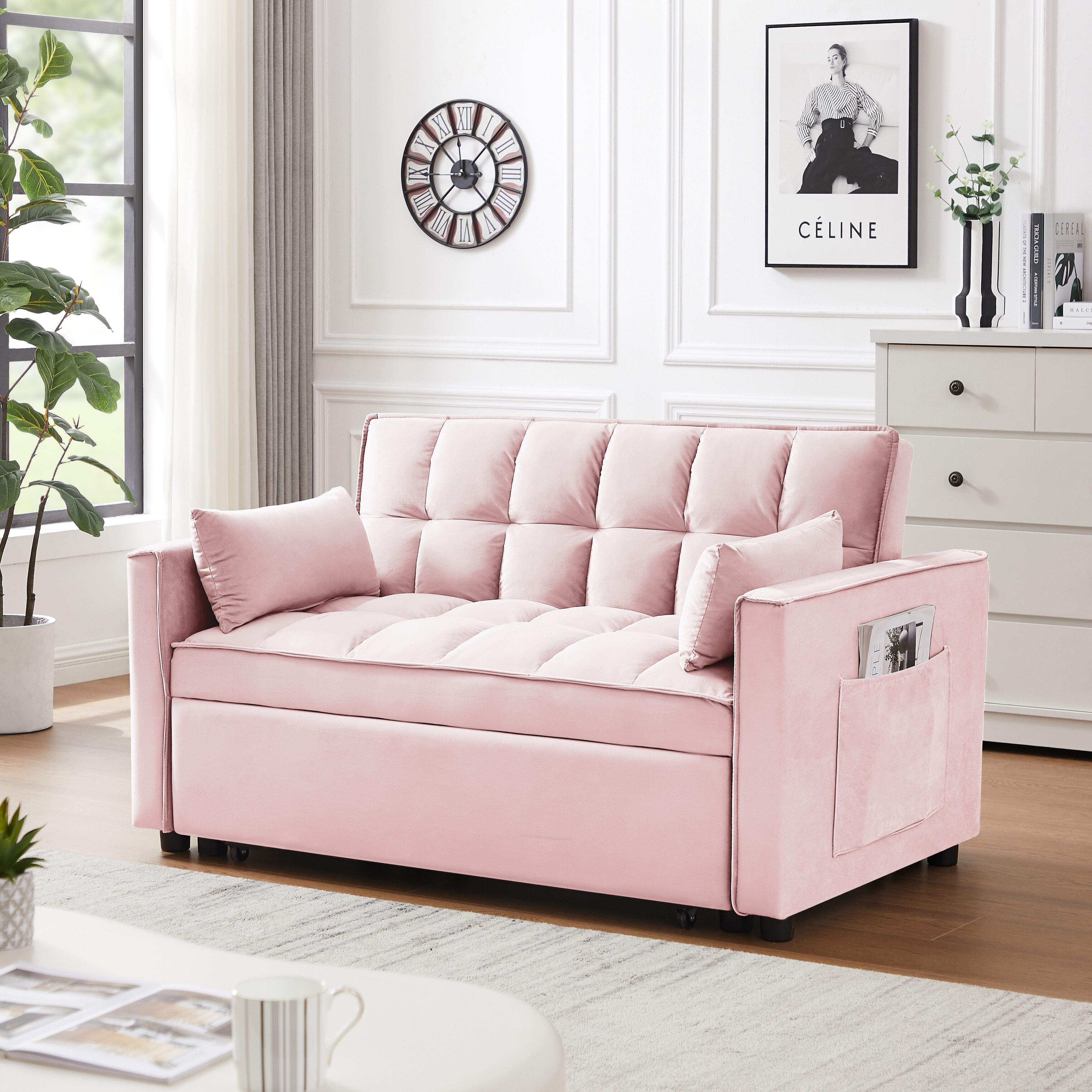 Sofa bed blush pink sale