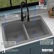 preview thumbnail 14 of 60, Karran Drop-In Quartz 34 in. 1-Hole 50/50 Double Bowl Kitchen Sink Kit