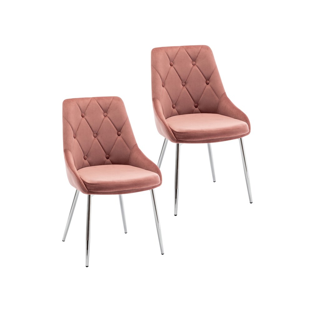 Pink dining chairs with chrome legs store