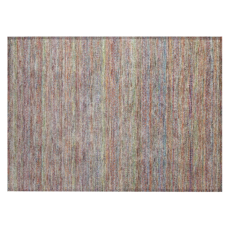 Machine Washable Indoor/Outdoor Modern Stripes Chantille Rug