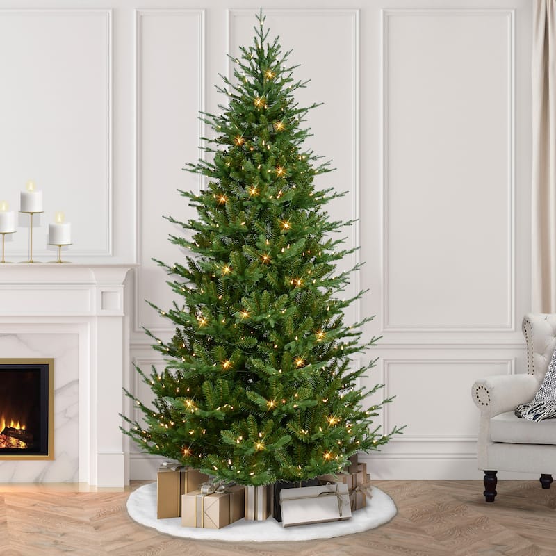 Puleo International 7.5 ft. Pre-Lit Boulderwood Artificial Spruce Tree - 7.5 Foot - Green
