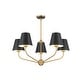 preview thumbnail 1 of 3, Xavier 5 Light Vibrant Gold + Matte Black Chandelier