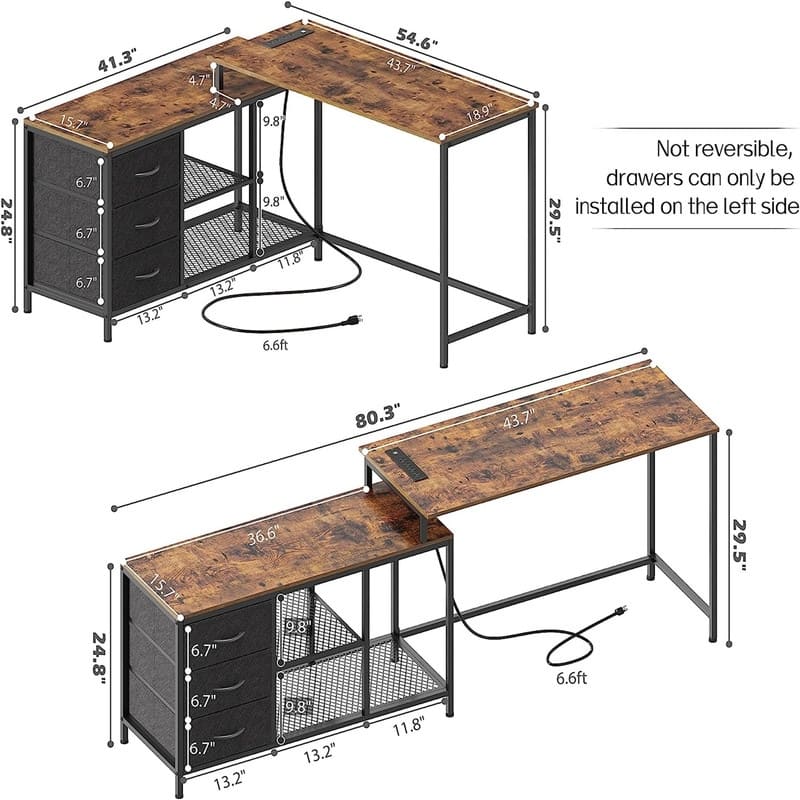 L Shaped Desk with Power Outlets
