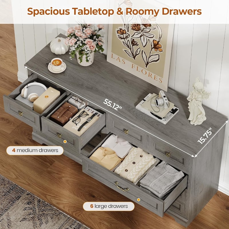 Farmhouse Drawers Dresser for Bedroom Storage Dressers Organizer