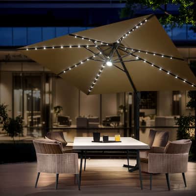 Pellebant 10 x 13FT Outdoor Rectangular Cantilever Patio Umbrella Solar LED Lighted