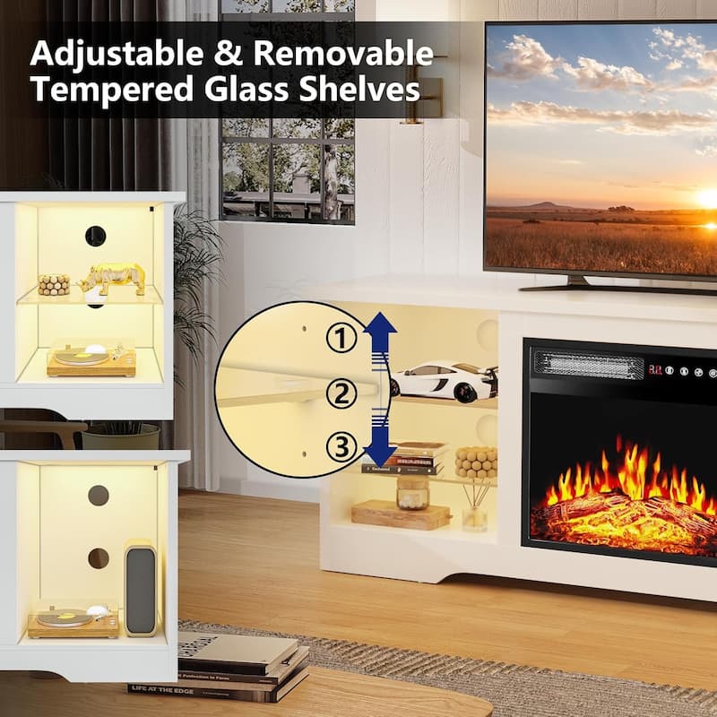 Bossin 58" Fireplace TV Stand with 18'' Electric Fireplace,Modern Entertainment Center for 65'' TVs,TV Cabinet