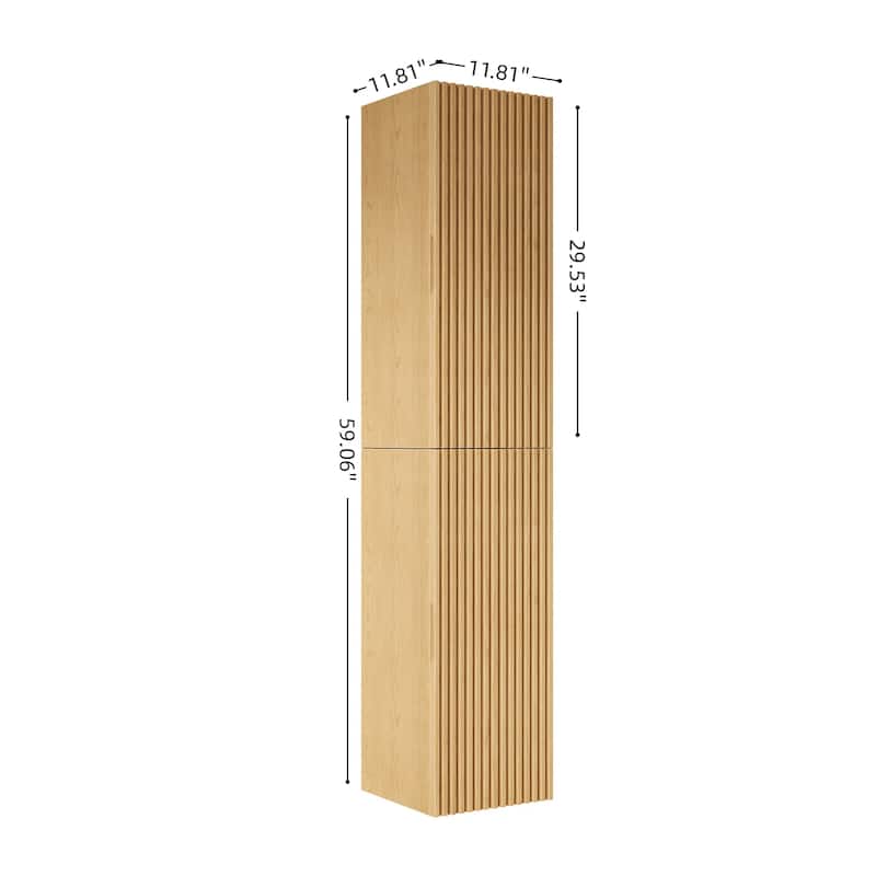 59" Tall Wall Mounted Bathroom Cabinet with 2 Doors, Narrow Plywood Storage Cabinet for Small Spaces, Laundry & Living Room