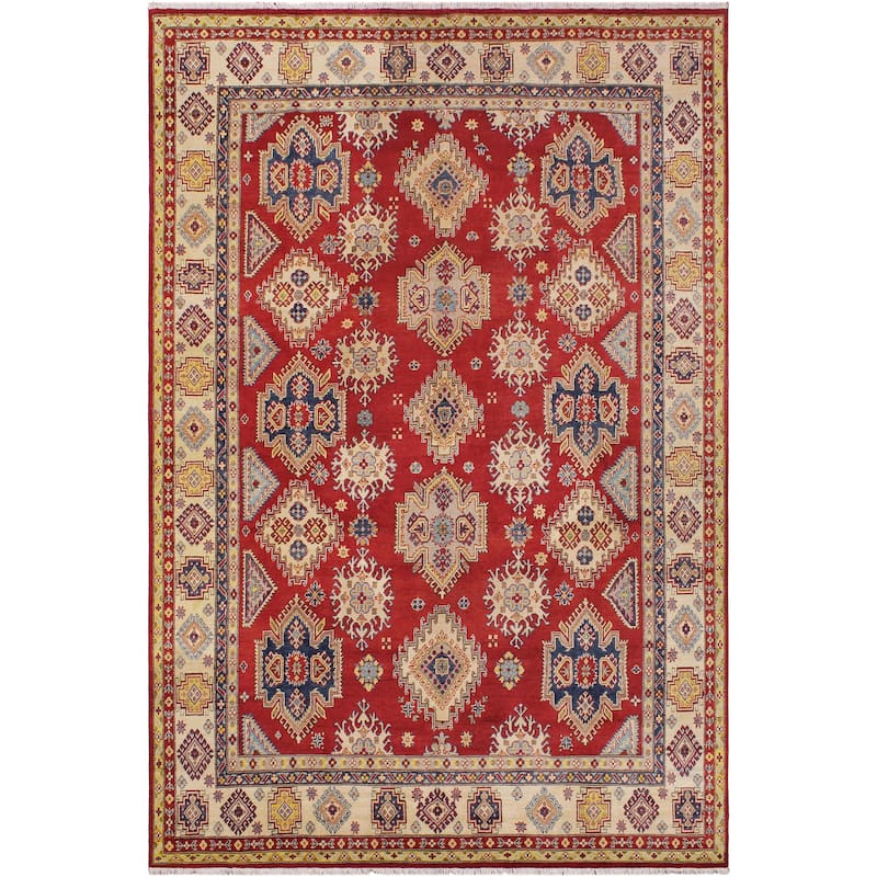 Bohemian Kazak Roselyn Red/Beige Wool Rug - 9'0'' x 12'1''