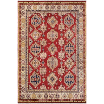 Bohemian Kazak Roselyn Red/Beige Wool Rug - 9'0'' x 12'1''