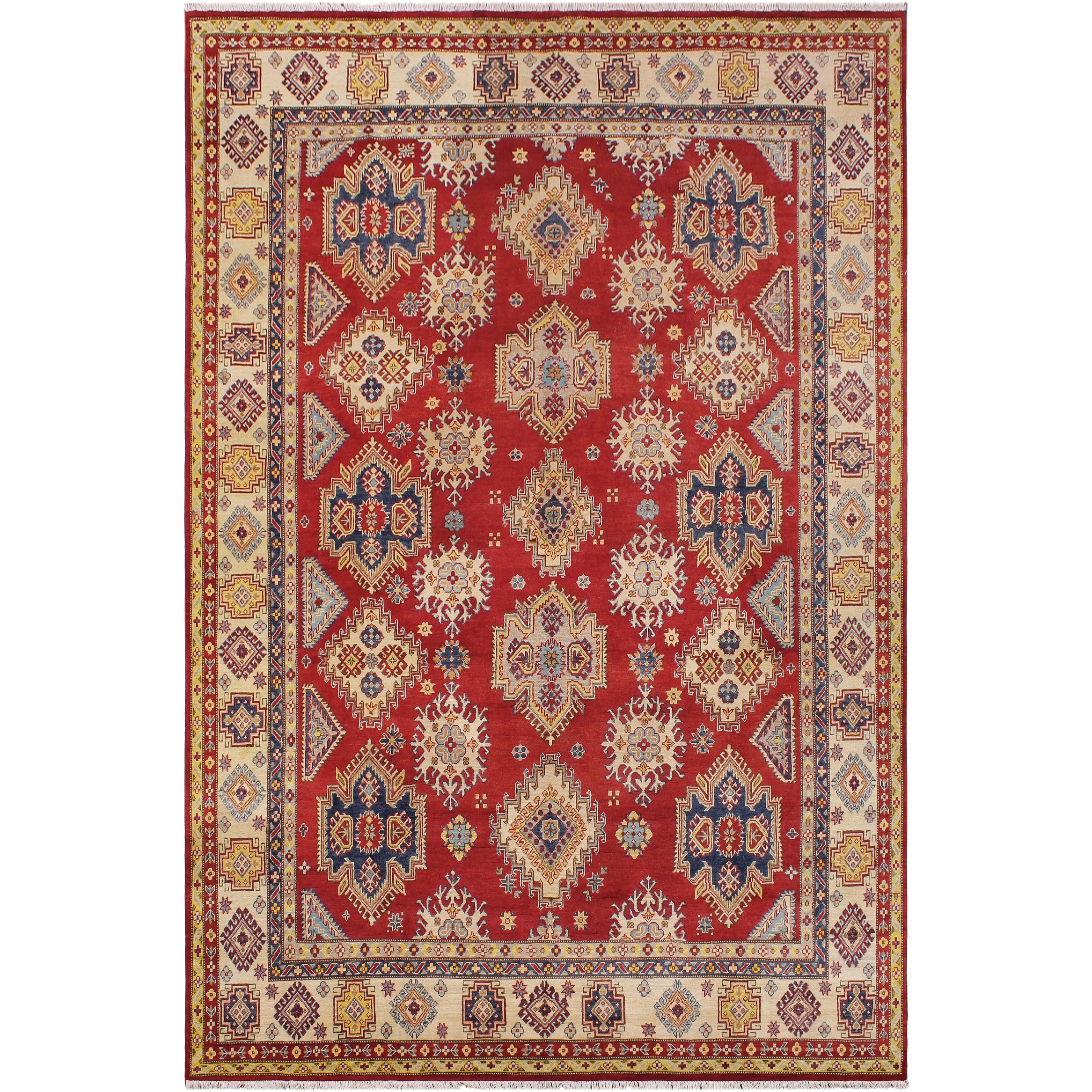 Bohemian Kazak Roselyn Red/Beige Wool Rug - 9'0'' x 12'1''