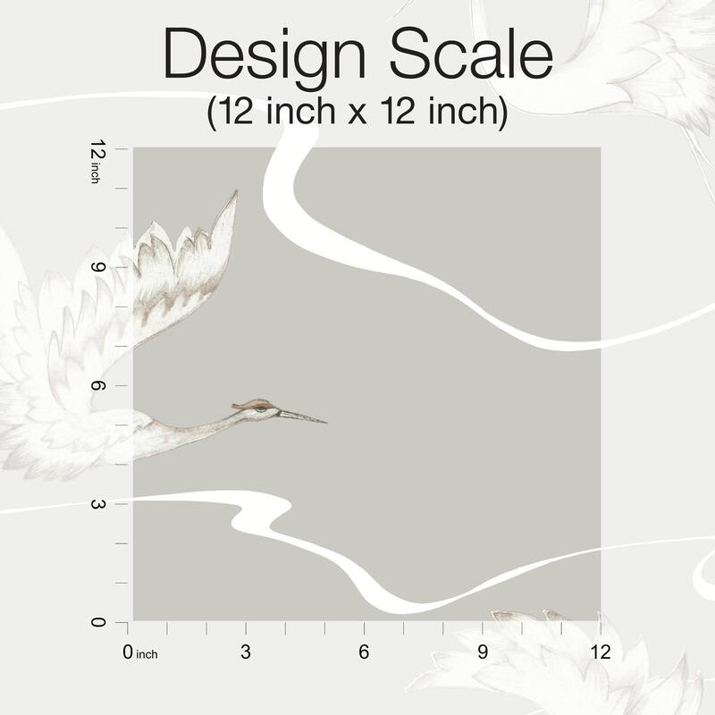 Metz Vinyl Soaring Cranes Wallpaper 27 in x 27 ft = 60.75 sq ft