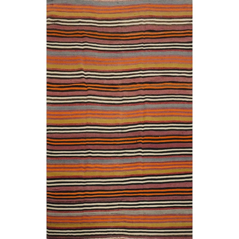 Hand Woven Oriental 100% Wool Carpet Southwestern Geometric Multi-Colored Kilim Area Rug - 7' 11'' X 5' 2''