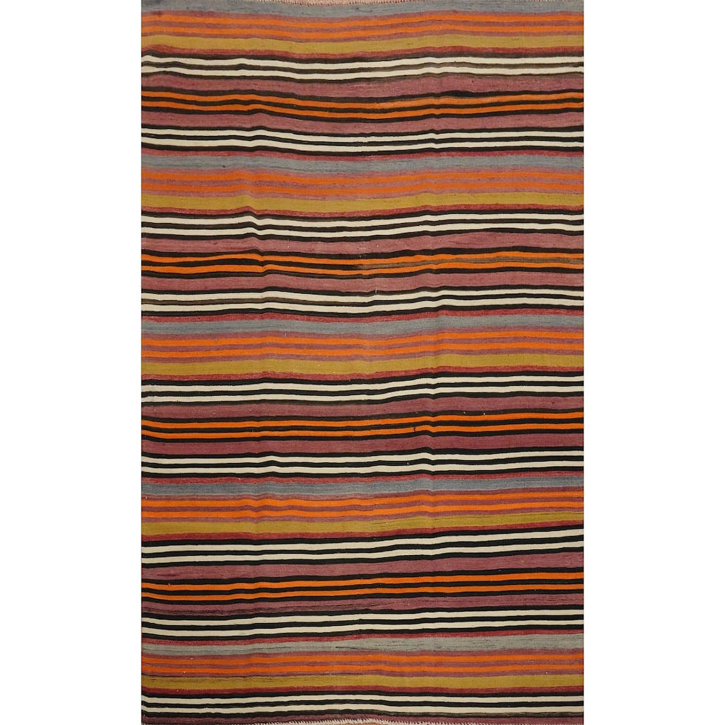 Hand Woven Oriental 100% Wool Carpet Southwestern Geometric Multi-Colored Kilim Area Rug - 7' 11'' X 5' 2''