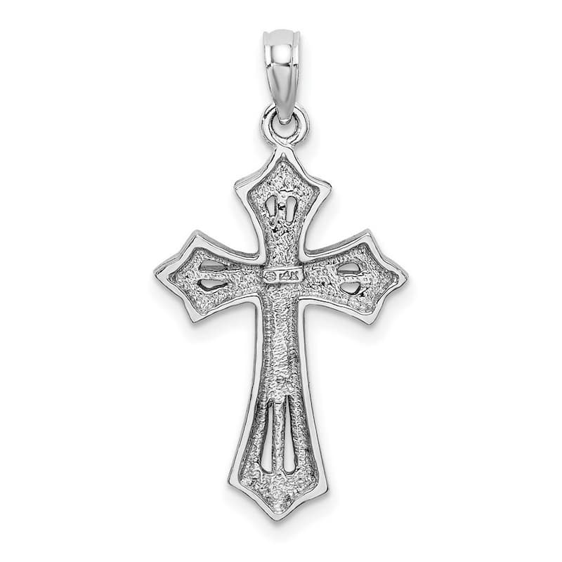 Curata 14k White Gold Heavily Textured Coptic Cross Necklace 16mm x 23.3mm