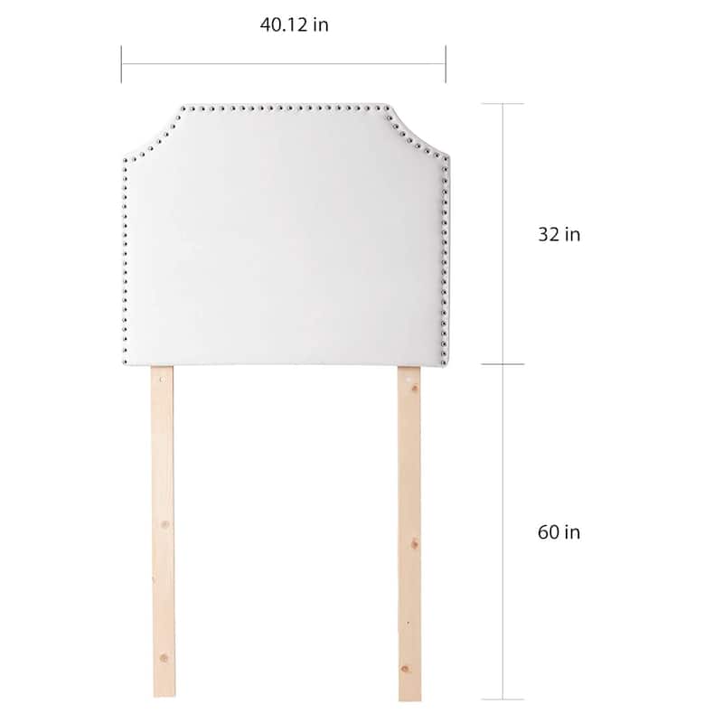 Twin XL Bevel Tacked Plush White College Headboard