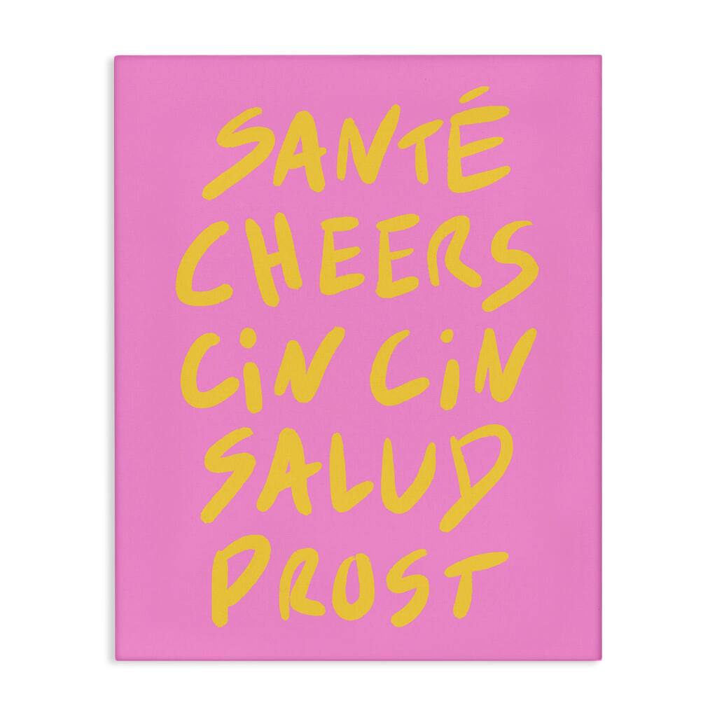 Stupell Multilingual Cheers on Pink Canvas Wall Art Design By House of Lulu