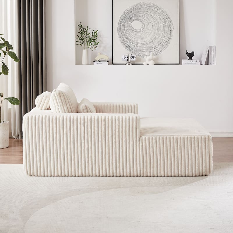 Modern 75" Corduroy Lounge Chair, Soft and Comfortable Sleeper Sofa with Pillow Support for Indoor Spaces