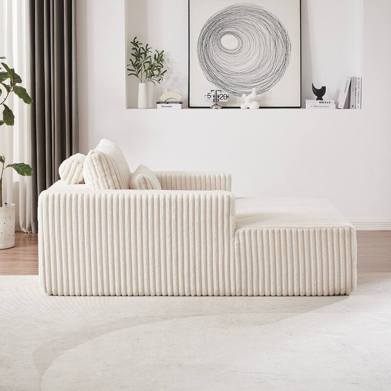 Plush Corduroy Fabric Modular Cloud Sofa with Backrest Pillow for Livingroom 75-Inch Fluffy Sleeper Sofa Bed