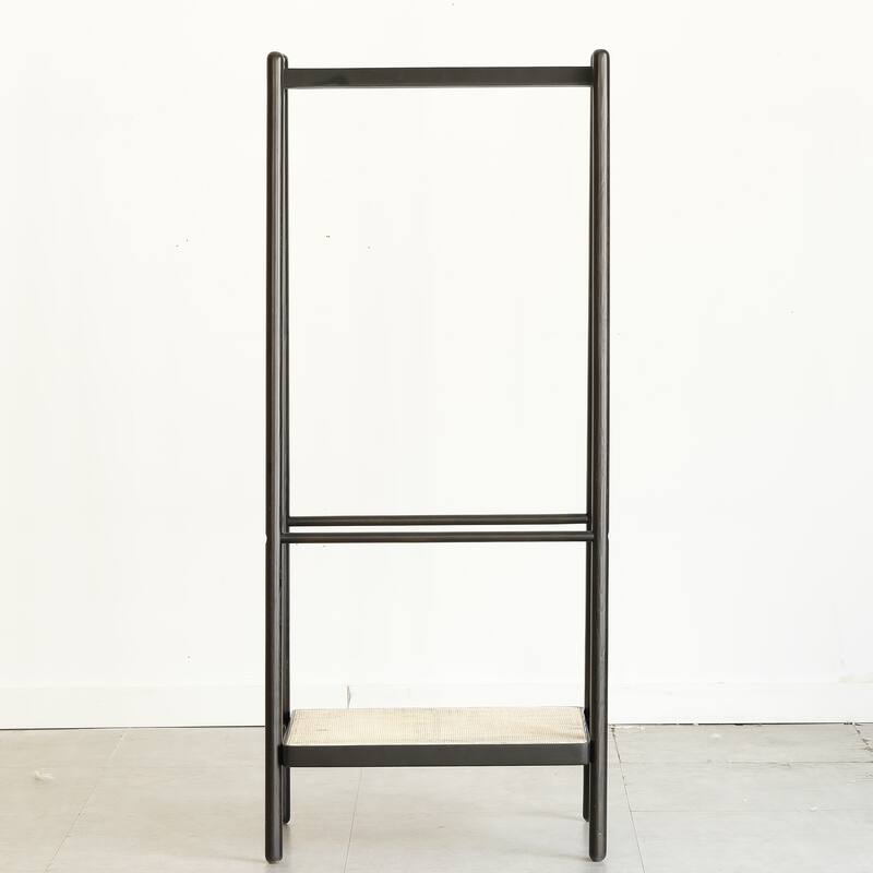 Solid Wood Clothes Rack with Shelves for Hanging Clothes