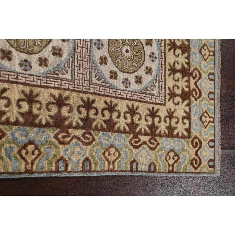 Vegetable Dye Traditional Khotan Oriental Wool Area Rug Hand-knotted - 6'3" x 9'7"