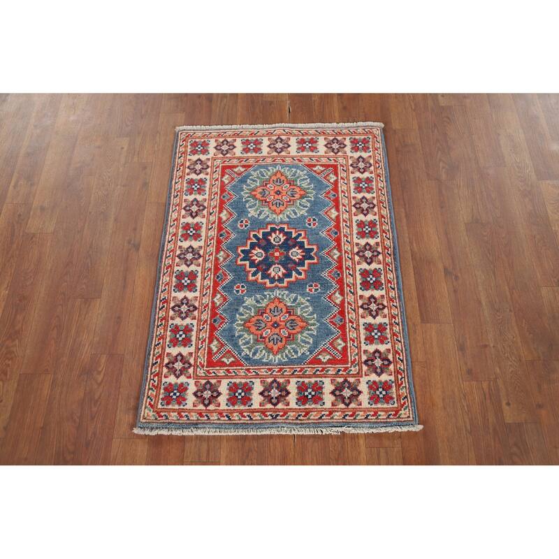 Blue Kazak Accent Rug Handmade Oriental Wool Carpet - 2'1" x 3'0"