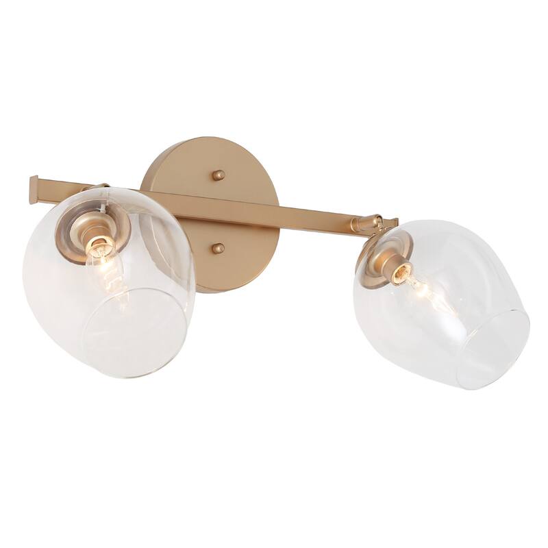 Modern Gold 2-Light Bathroom Vanity Light Adjustable Glass Wall Sconces - L 17.5"x W 8"x H 10"