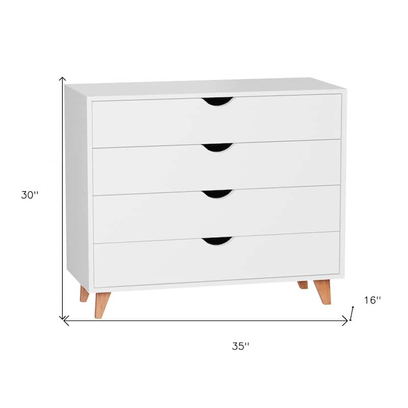 HomeRoots 35" White Solid Wood Four Drawer Dresser