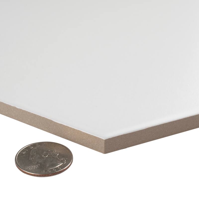 Merola Tile Textile Basic Hex White 8-5/8" x 9-7/8" Porcelain Floor and Wall Tile