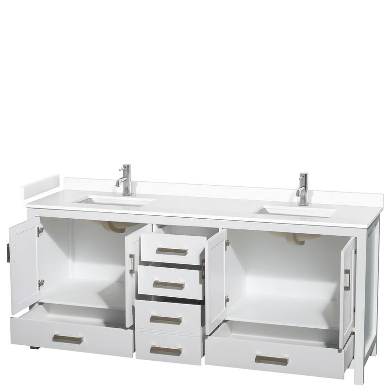 Sheffield Double Bathroom Vanity Set, Cultured Top, No Mirror