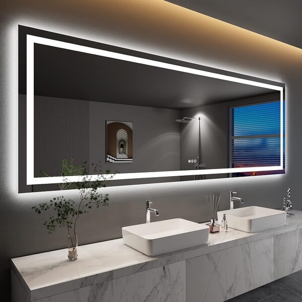 Apmir Full Size Frameless Front and Back LED Lighted Bathroom Vanity Mirror Anti Fog in Tempered Glass ETL On Sale Bed Bath Beyond 39904157