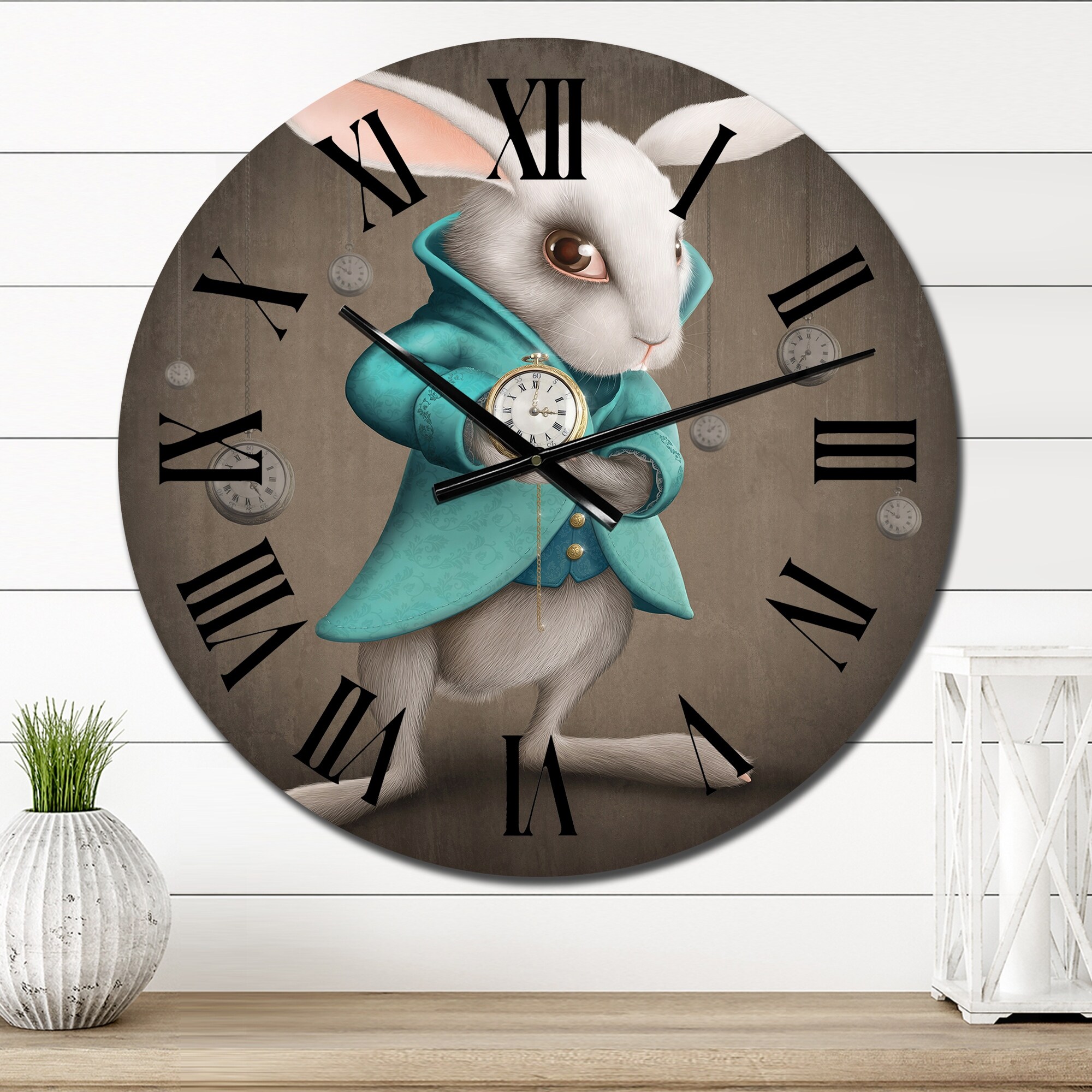 Designart 'White Rabbit Alice In Wonderland' Novelty wall clock