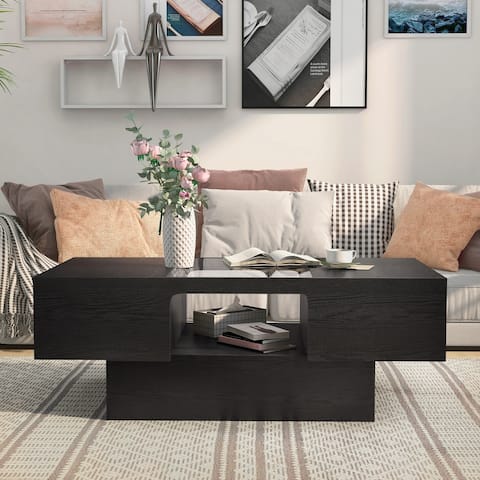 Furniture of America Dit Modern Black 47-inch Hidden Storage Coffee Table
