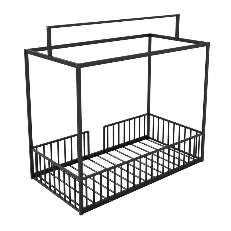 3-in-1 Convertible Montessori Metal Floor Bed by Harper&Bright Designs