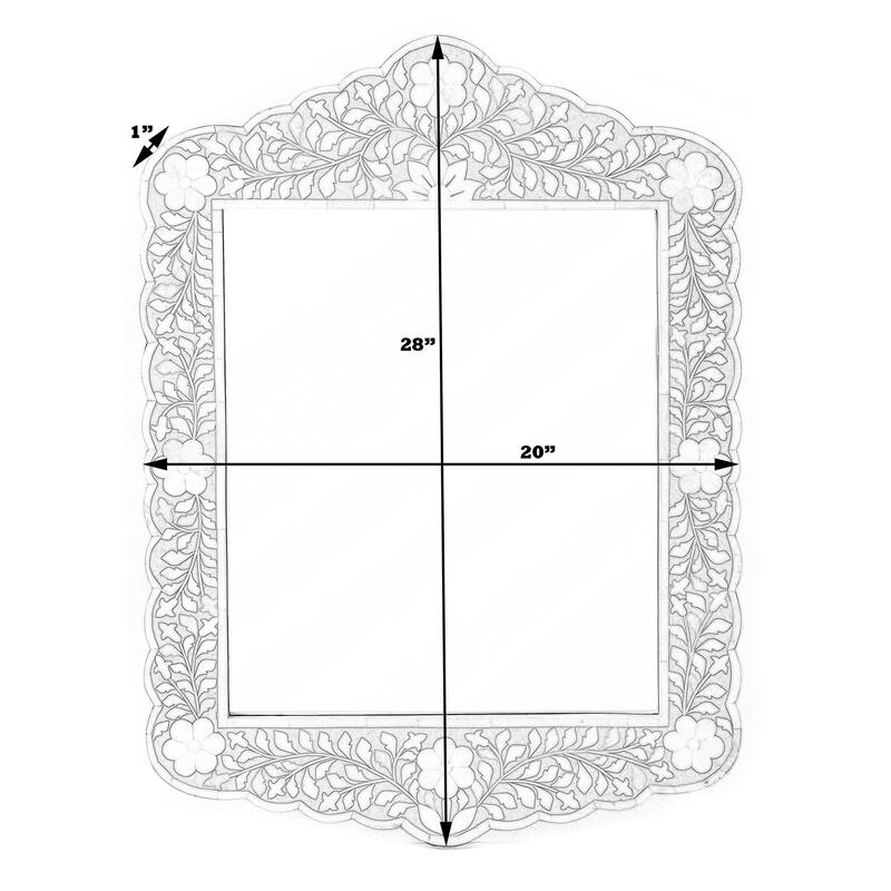 Vivienne 20 in. W x 28 in. H Bone Inlay Vertical Accent Wall Mirror
