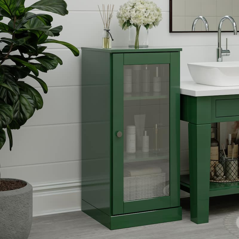100% Solid Wood 16.5" Bathroom Cabinet with Optional Doors by Palace Imports - Green - Clear Glass