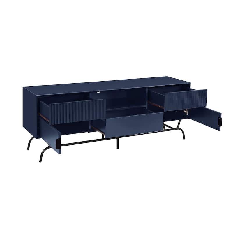 DH BASIC Modern 60-inch 3-Drawer Media Cabinet TV Stand with Cable Hole by Denhour