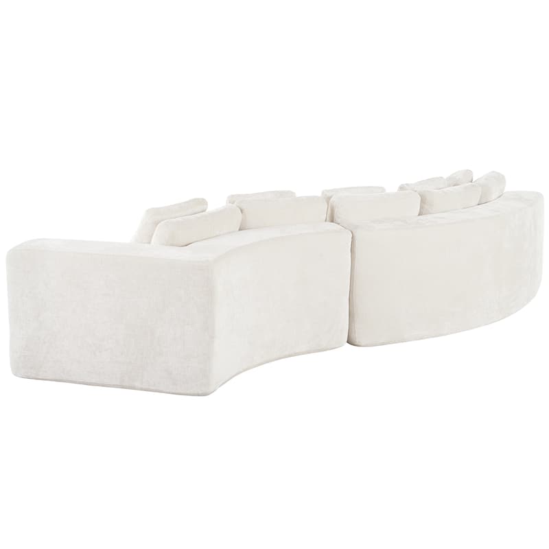 Modular Sectional Sofa, 2-Piece Set with 5 Pillows Chenille Jacquard Curved Couch, Upholstered Couches No Assembly Required