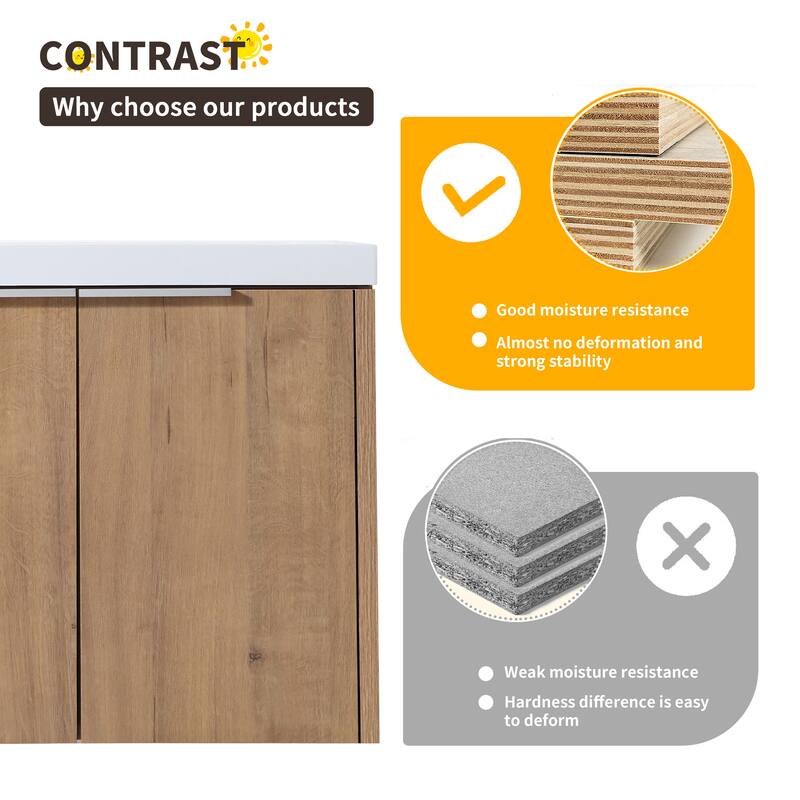 Beingnext 24"/36"/48"/60"/72"/84" Bathroom Vanity with Sink, Floating Bathroom Vanity with Soft Close Door and Shelf