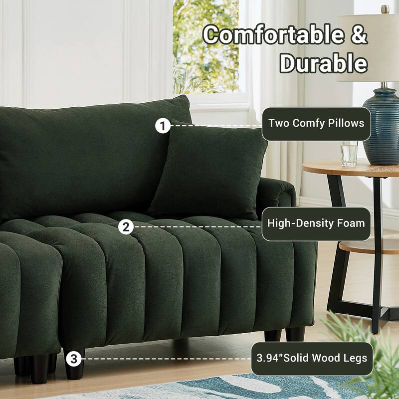 Futon Loveseat Couch Convertible into Sleeper Sofa Bed with Hidden Storage and Adjustable Backrest, Modern Loveseat Sleeper